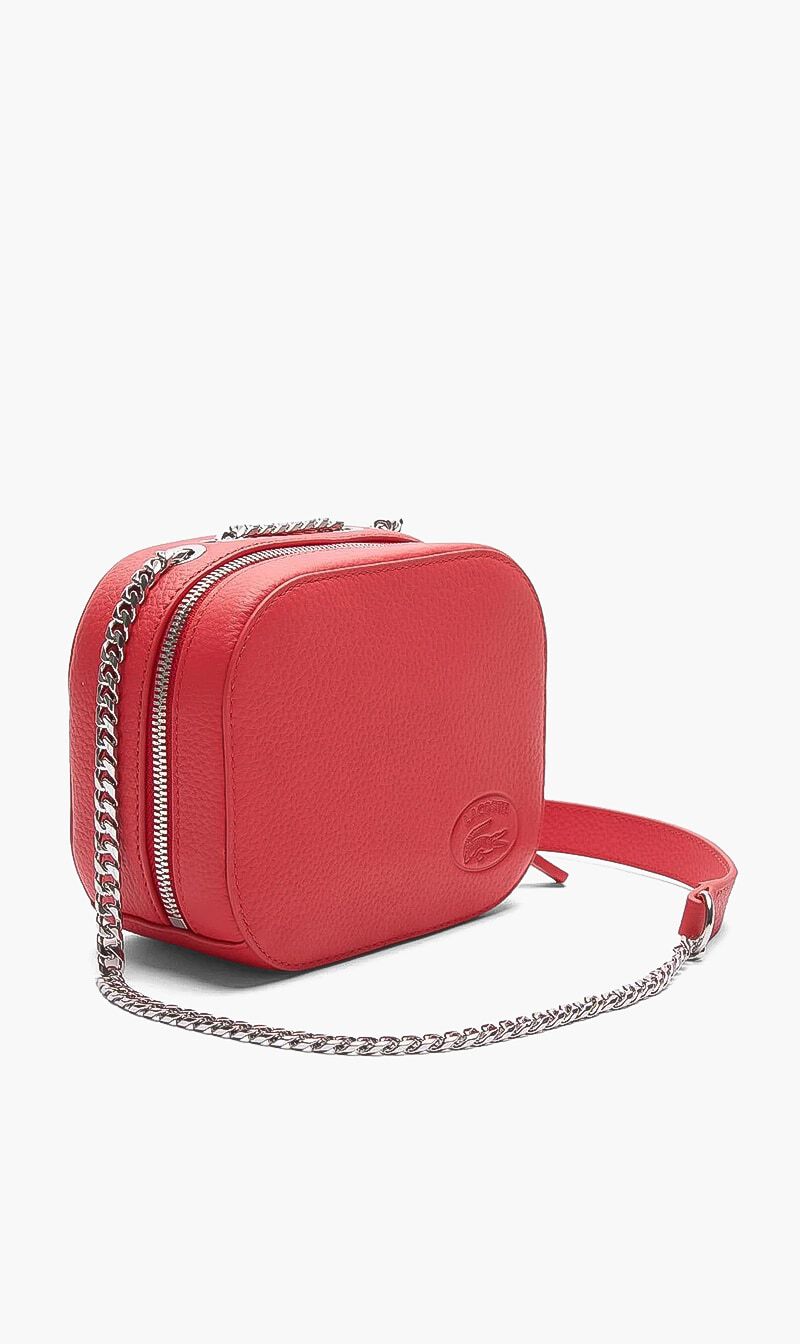 Buy LACOSTE Croco Crew Zippered Grained Leather Shoulder Bag for SAR 273.00 The Deal Outlet