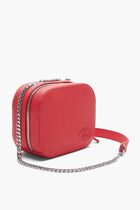 Croco Crew Zippered Grained Leather Shoulder Bag