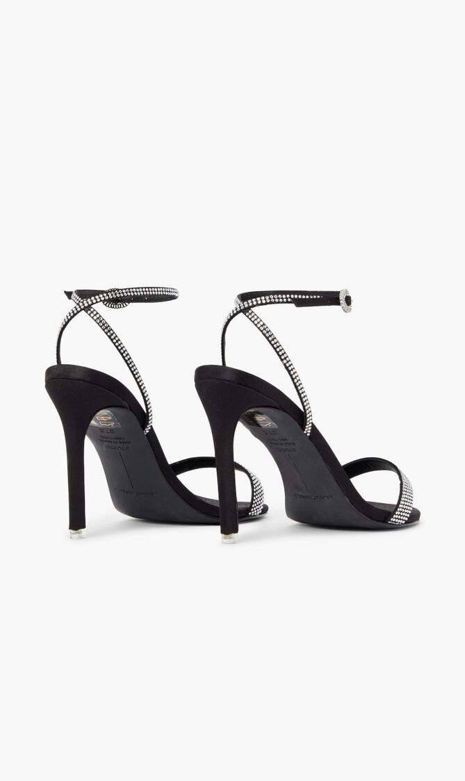 ROUND TOE HIGH HEEL SANDAL WITH CRYSTAL EMBELLISHED UPPER