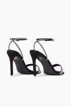 ROUND TOE HIGH HEEL SANDAL WITH CRYSTAL EMBELLISHED UPPER