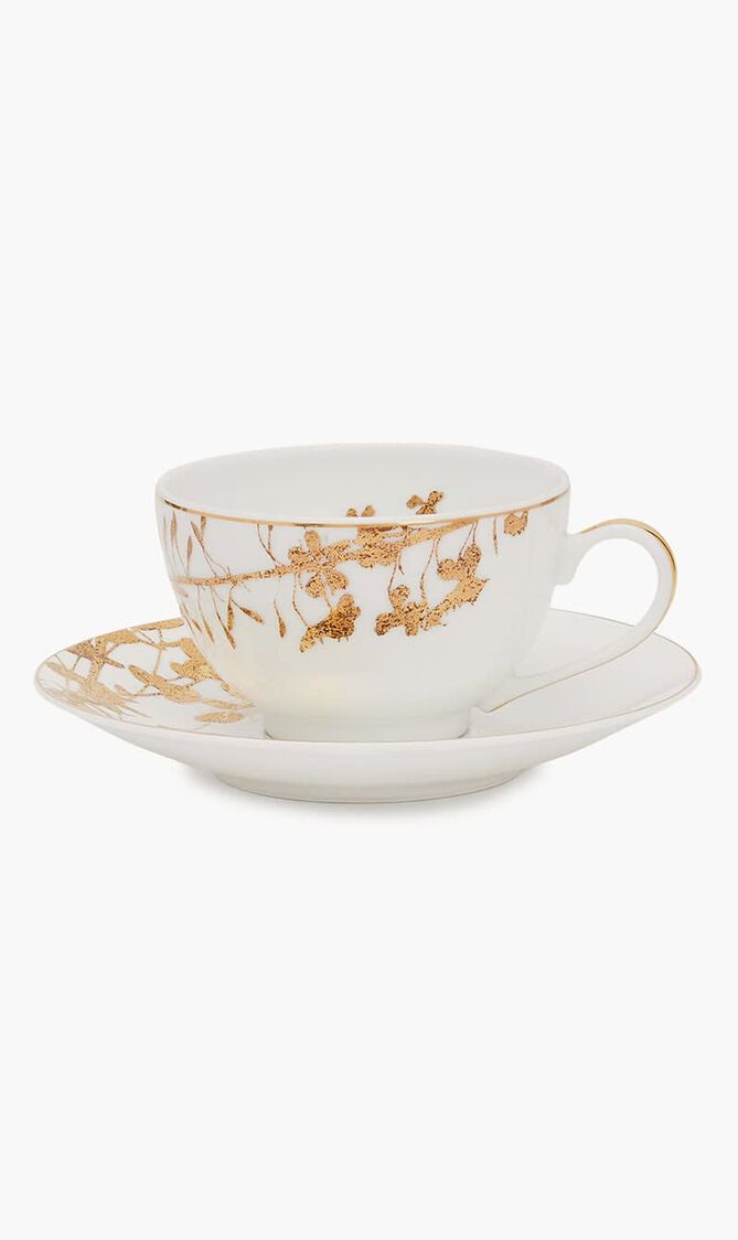 Vegetal Or Tea Cup & Saucer Gold
