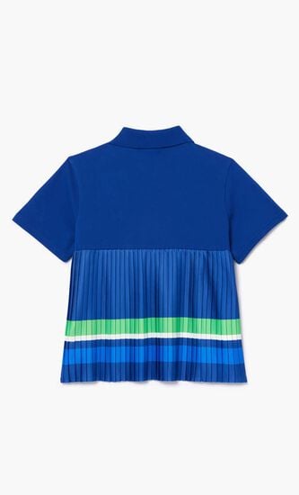 Pleated Hem Pique Polo Shirt