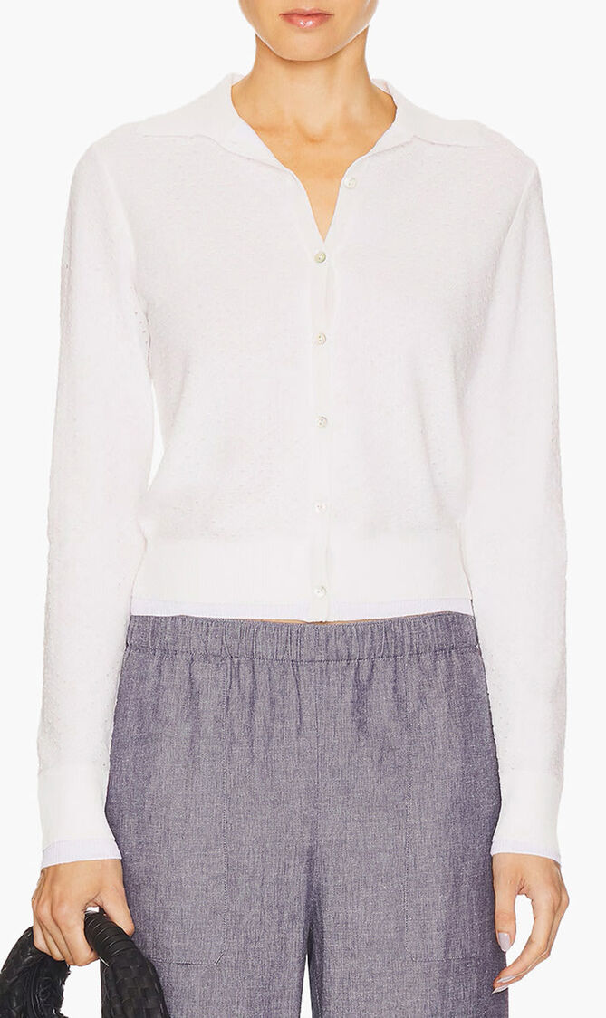 Italian Cotton Blend Mesh Double Layer Cardigan