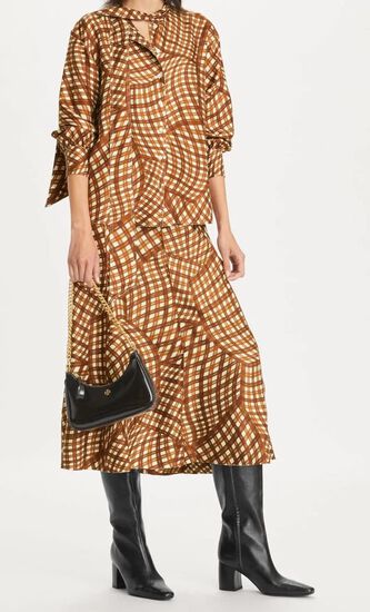 PRINTED SILK TWILL SKIRT