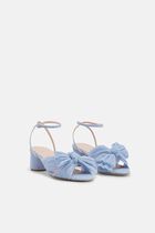 DAHLIA PLEATED KNOT HEELED SANDAL WITH ANKLE STRAP