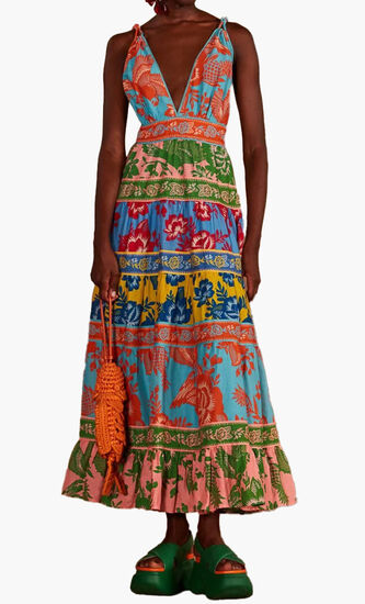 Mixed Lace Garden Midi Dress