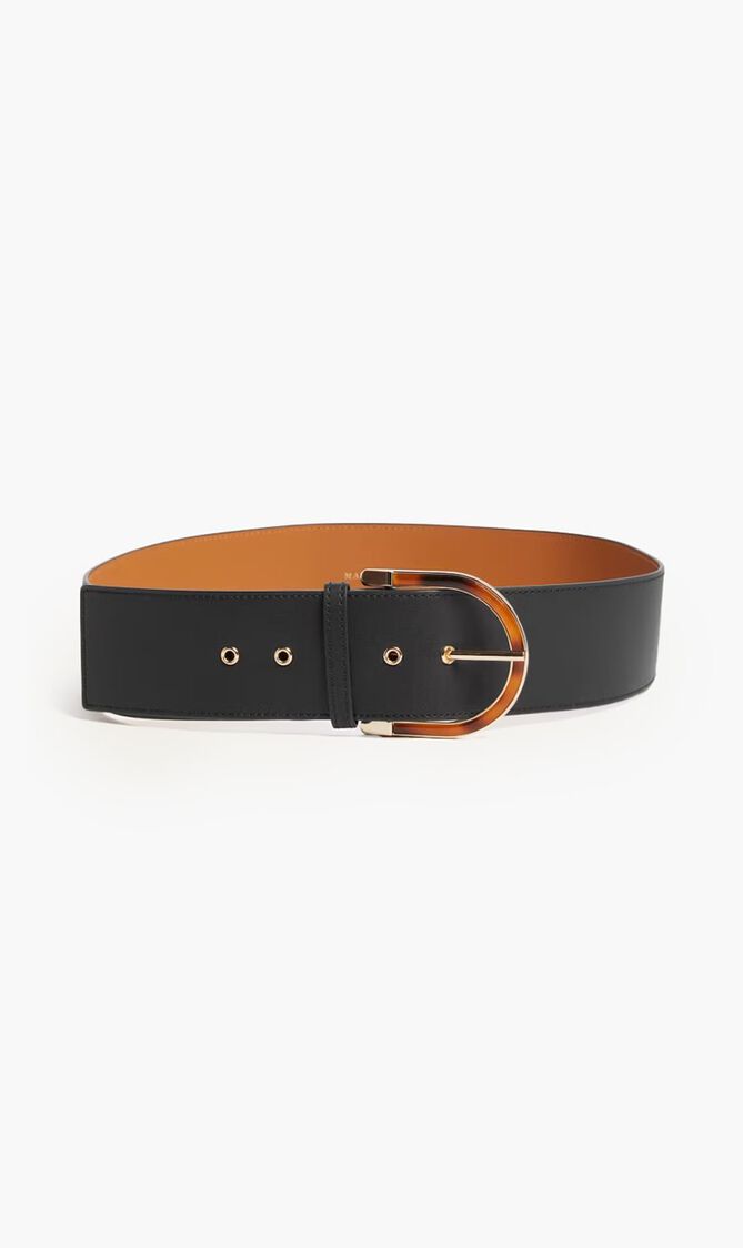 Tortoiseshell Buckle Leather Belt