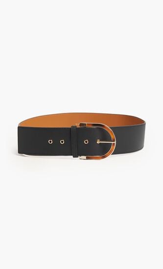 Tortoiseshell Buckle Leather Belt