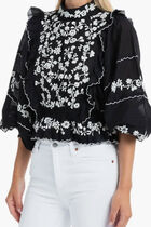 Embroidered Ruffle Longe Sleeve Blouse