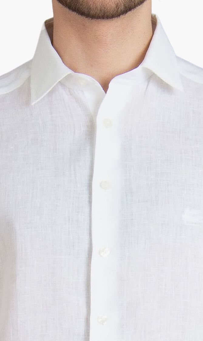 Roma Fit Embroidered Linen Shirt