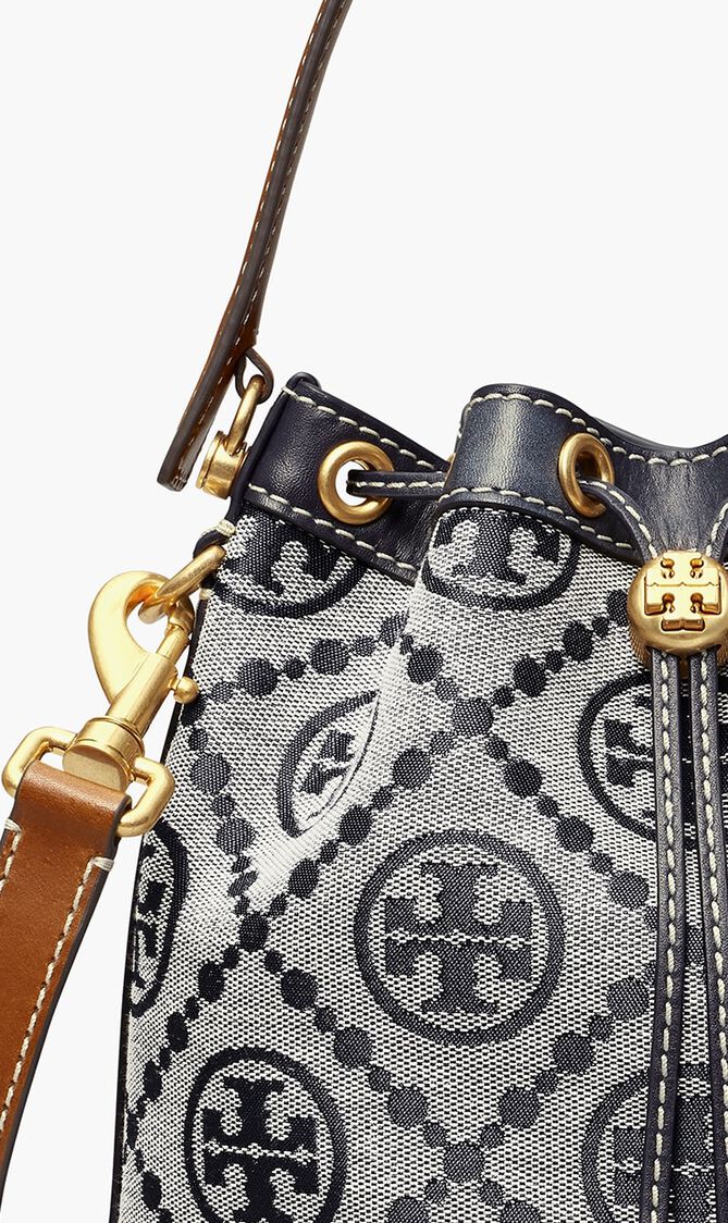T MONOGRAM JACQUARD BUCKET BAG