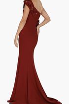 Salmon Long Crepe Back Satin Evening Dress Salmon Long Crepe Back Satin Evening Dress