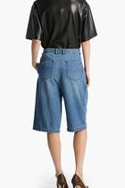 Pleated Bermuda Denim Shorts