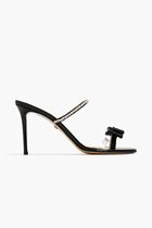 PETITE CADEAU BLACK PATENT LEATHER MULES WITH CRYSTALS(95MM)