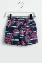 Coral and Fish Print Swim Trunks