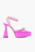 Satin Double Bow Platform Pumps