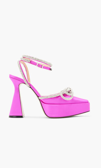 Satin Double Bow Platform Pumps
