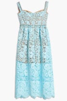 BLUE CORD LACE DIAMANTE MIDI DRESS BLUE CORD LACE DIAMANTE MIDI DRESS