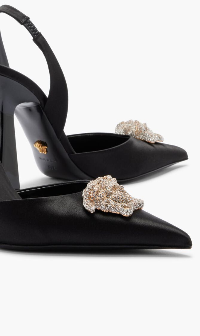 LA MEDUSA SATIN SLING-BACK PUMPS