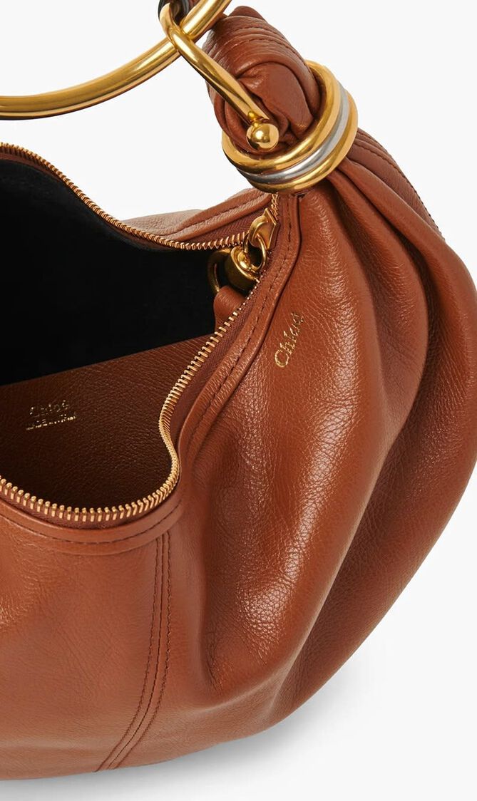 Bracelet Hobo Bag in Grained Leather