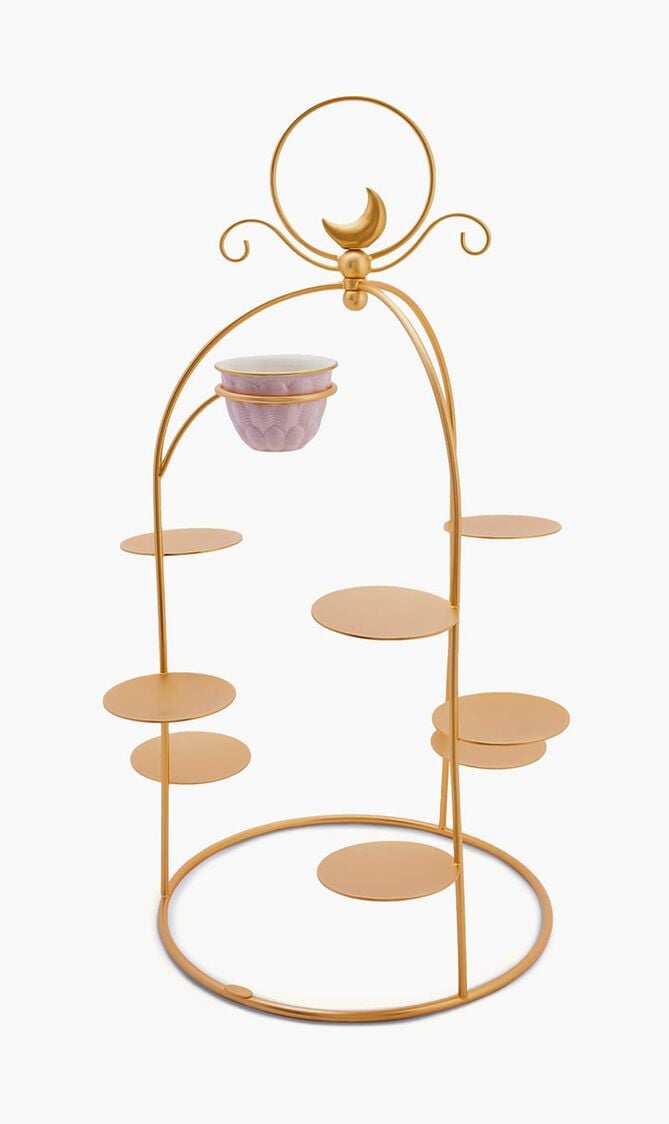 Peacock Extravaganza Pastry Stand & Coffee Cup Holder Gold