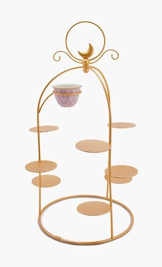 Peacock Extravaganza Pastry Stand & Coffee Cup Holder Gold