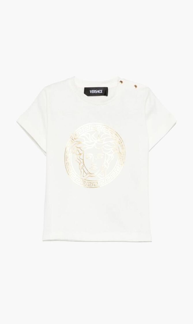 T-SHIRT JERSEY + MEDUSA GRECA LAMINATED PRINT