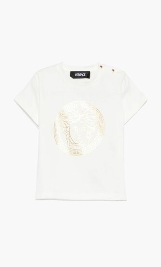 T-SHIRT JERSEY + MEDUSA GRECA LAMINATED PRINT