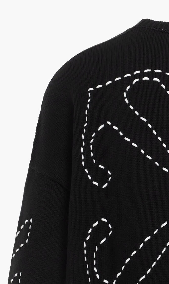 STITCH ARR DIAGS KNIT CREWNEC BLACK CREA