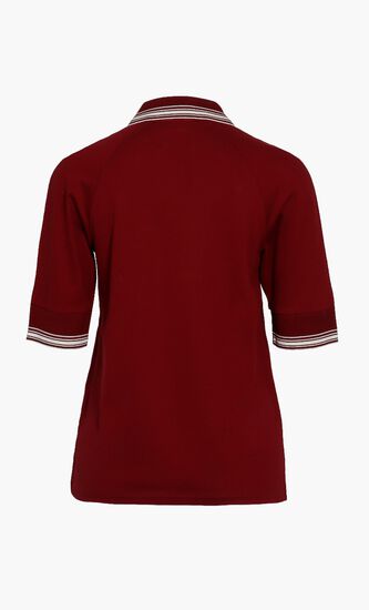 Ribbed Collar Polo T- Shirt