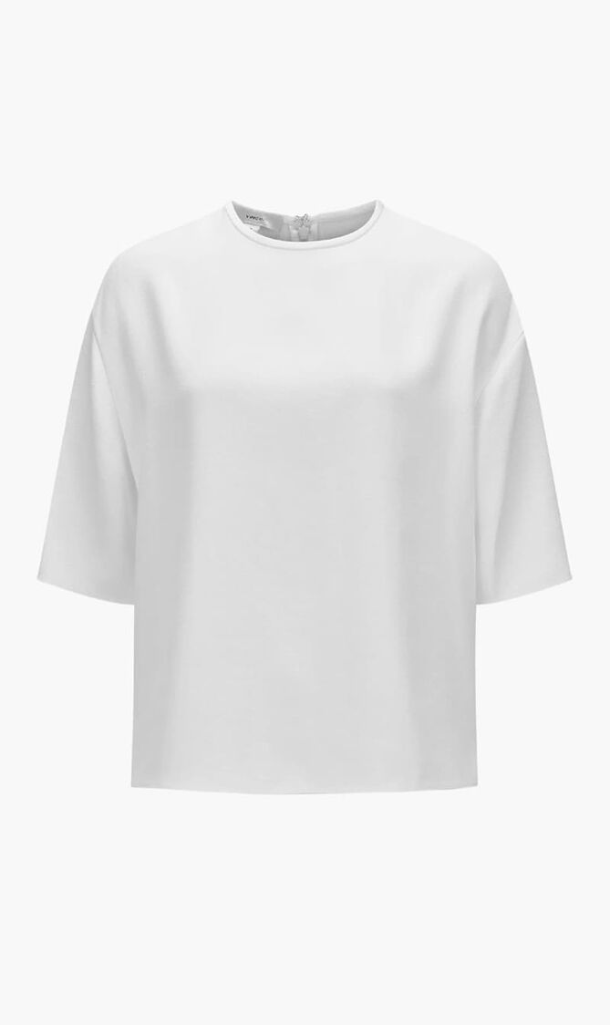 Satin-Trimmed Crepe T-Shirt