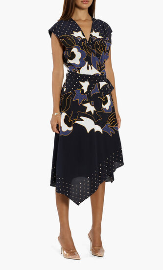 Saretti Masquerade Printed Wrap Dress