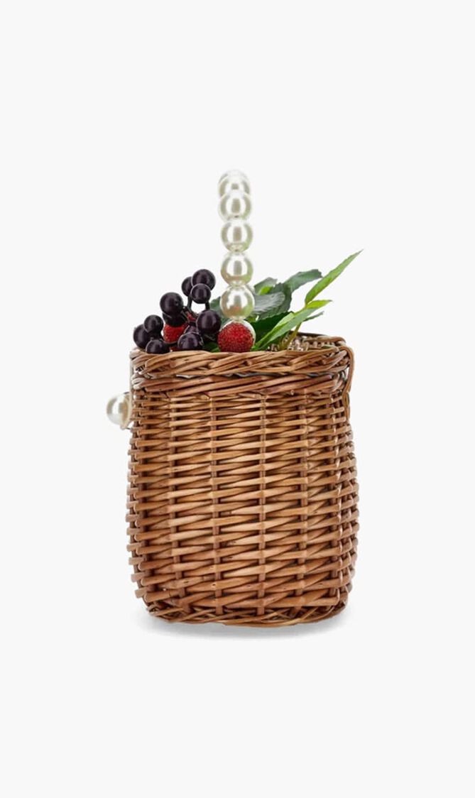 Fruity Flower Wicker Basket Handbag