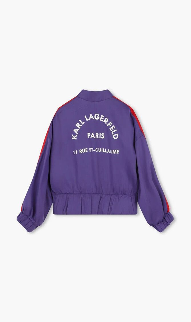 Logo Print Striped Bomber Jacket