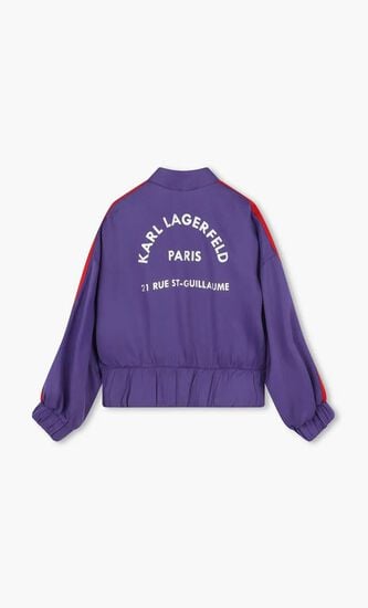 Logo Print Striped Bomber Jacket