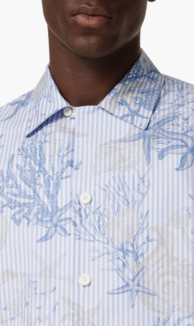 INFORMAL SHIRT STRIPED POPLIN WITH ALL OVER LA VACANZA PRINT