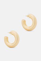 1.5X1.5 POLISHED GOLD C SHAPE TUBE HOOP POST EARRING