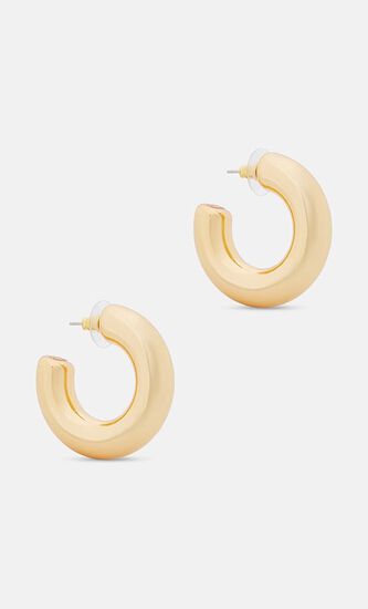 1.5X1.5 POLISHED GOLD C SHAPE TUBE HOOP POST EARRING