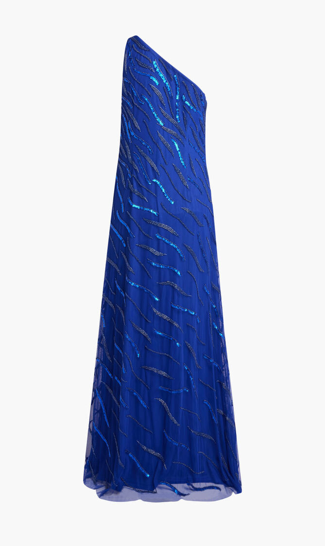 FULLY BEADED ONE SHOULDER MERMAID GOWN