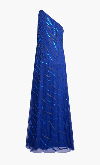 FULLY BEADED ONE SHOULDER MERMAID GOWN