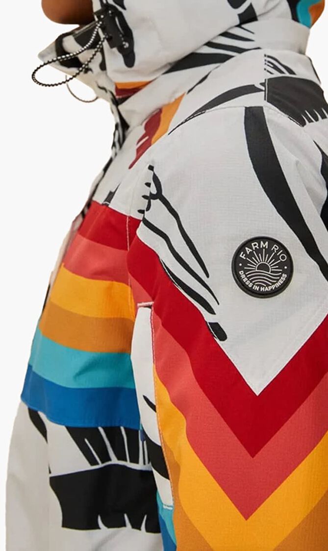 Toucan Print Rainbow Striped Ski Suit