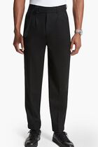 Stretch Wool Flannel Belted Trousers