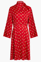 SCARF NECKLINE DRESS - FLOWERS
