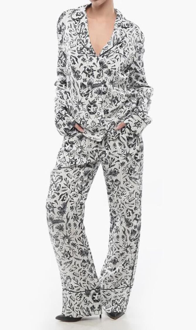 TATTOO PAJAMA LS SHIRTS WHITE BLACK