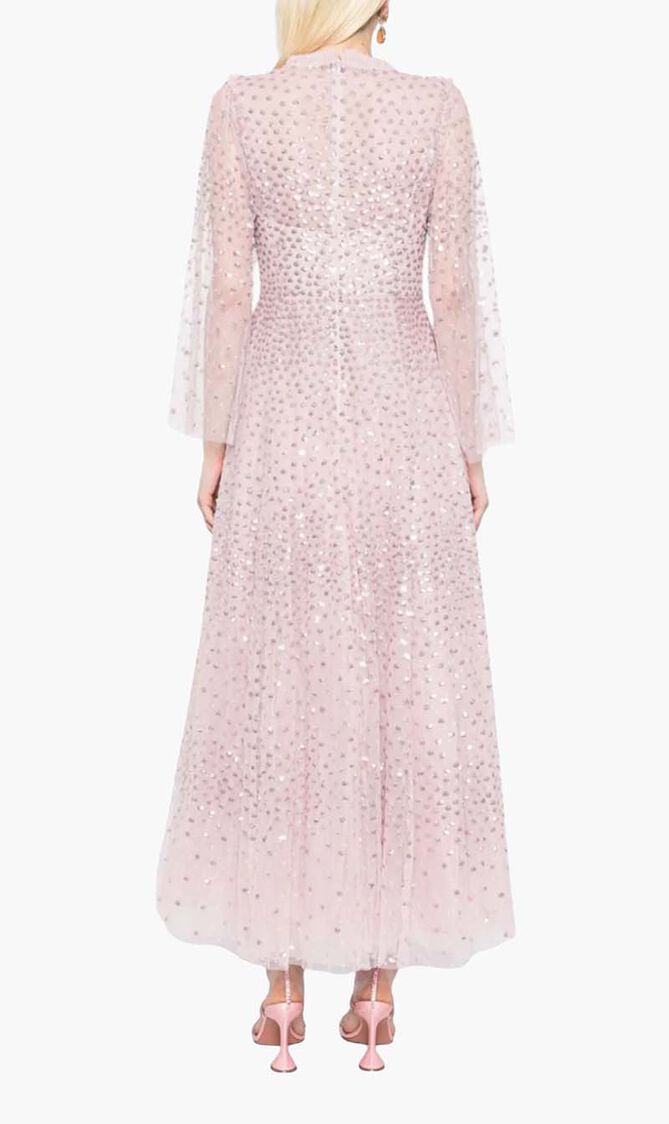 Scatter Dot Round Neck Ankle Gown