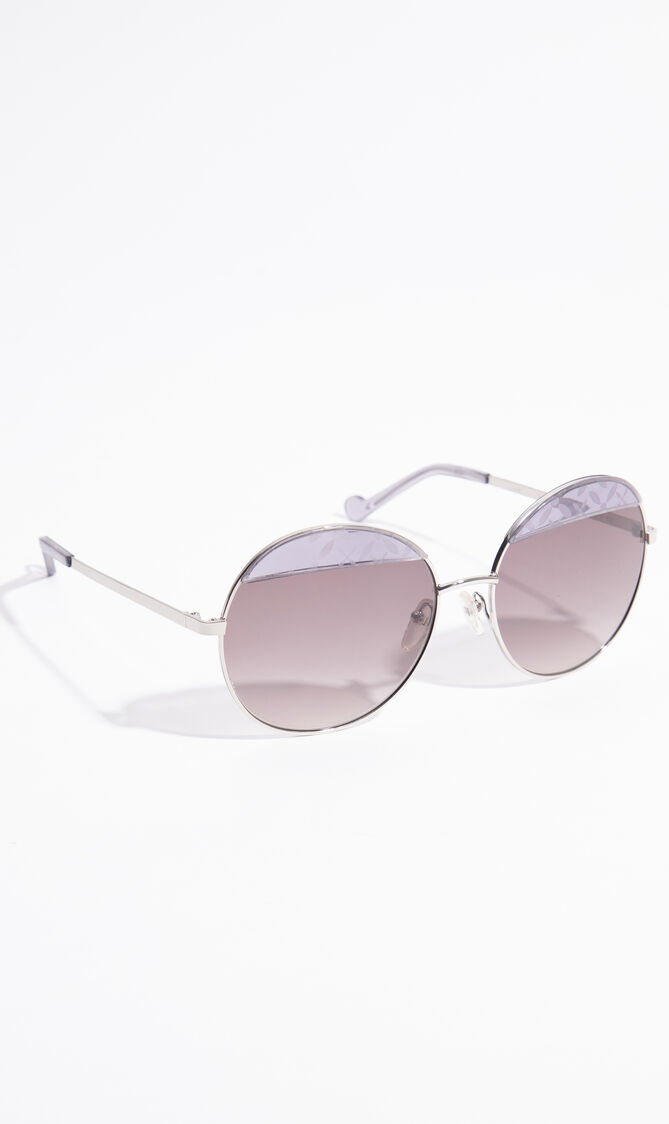 نظارة شمسية بإطار دائري للنساء، لون رمادي