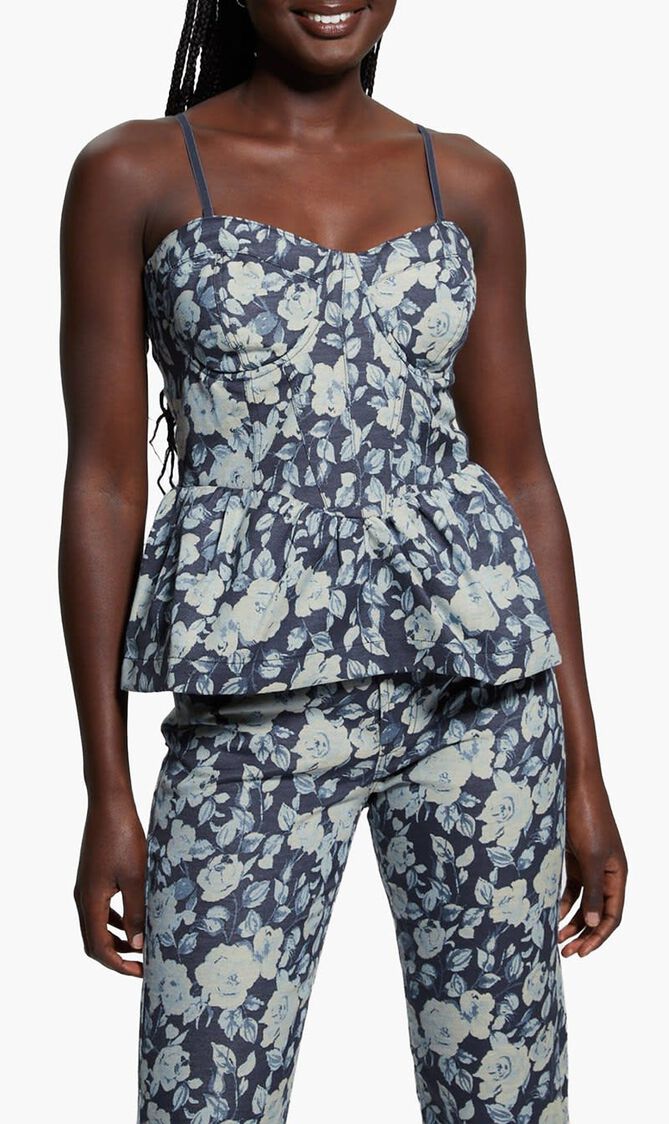 Margaux Floral Denim Corset