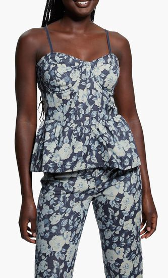 Margaux Floral Denim Corset