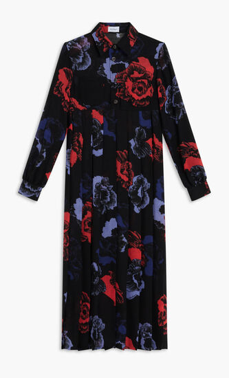 WOOL PRINT POPPIES DRESS