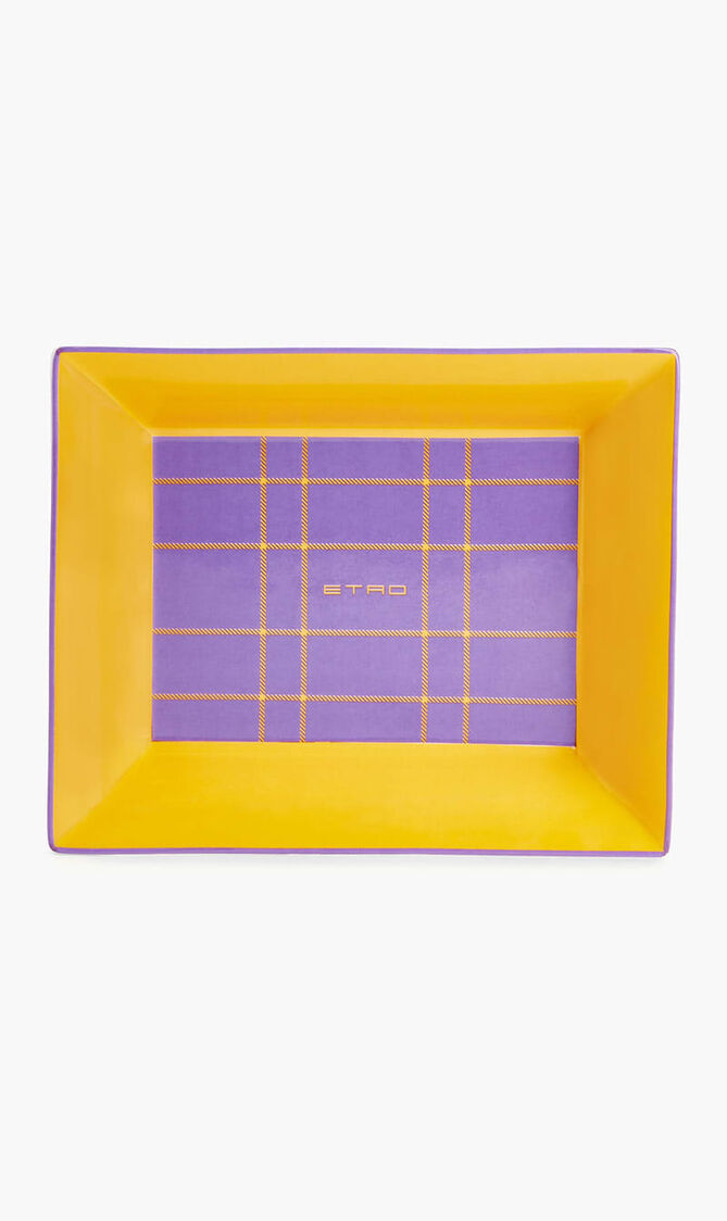 Tartan Trinket Tray Rectangular Small Yellow